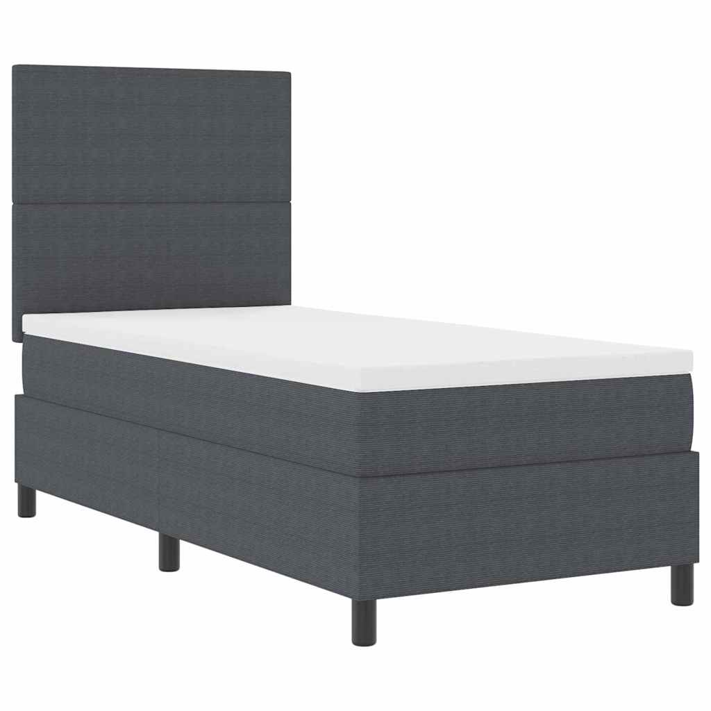 LED Box Spring Ágy fejtámlával Sötétszürke és Fehér 90 x 190 cm