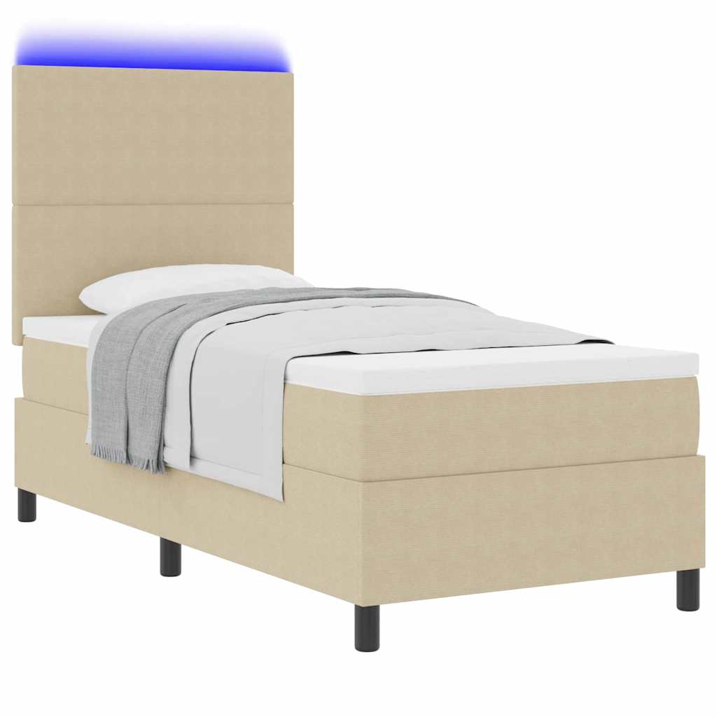 LED Box Spring Ágy Világosszürke és fehér 100 x 200 cm