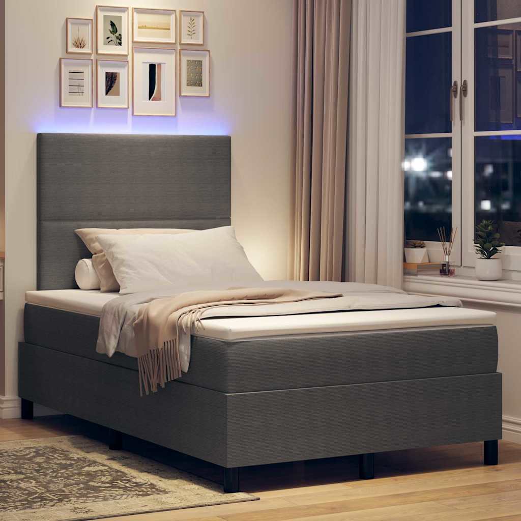 LED Box Spring Ágy Világosszürke és fehér 120 x 190 cm