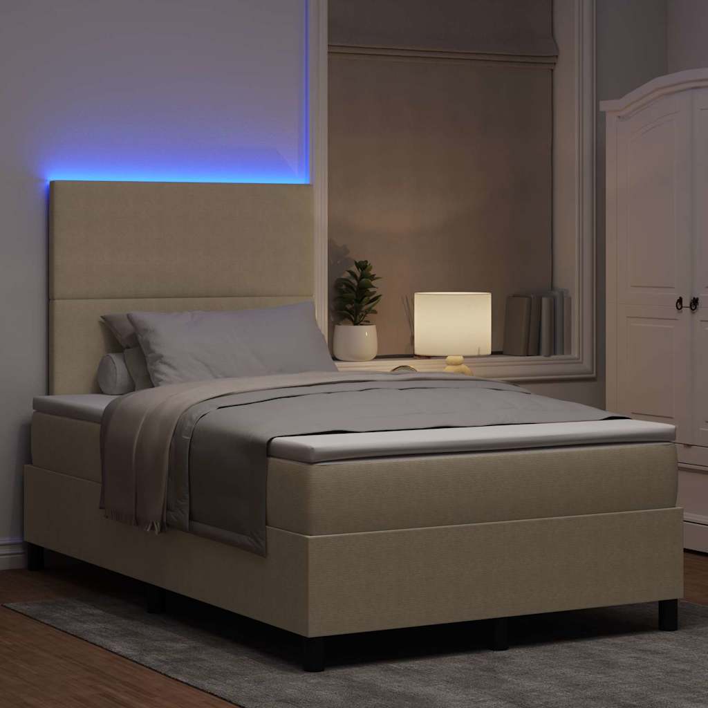 LED Box Spring Ágy Világosszürke és fehér 120 x 190 cm