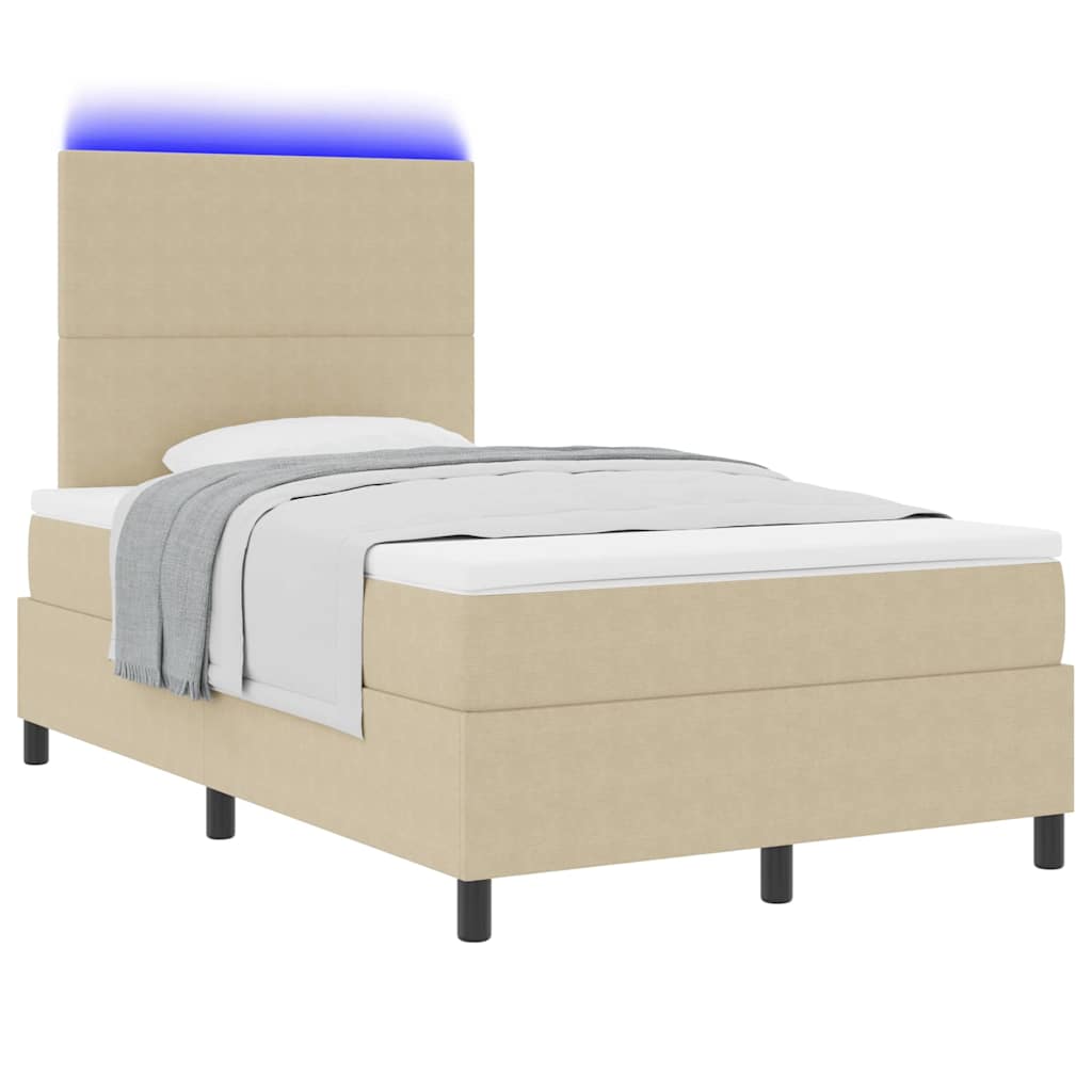 LED Box Spring Ágy Világosszürke és fehér 120 x 190 cm