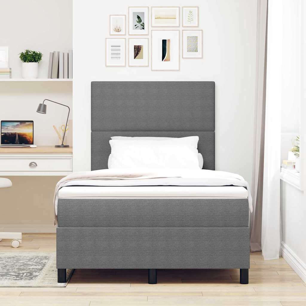 LED Box Spring Ágy Világosszürke és fehér 120 x 200 cm