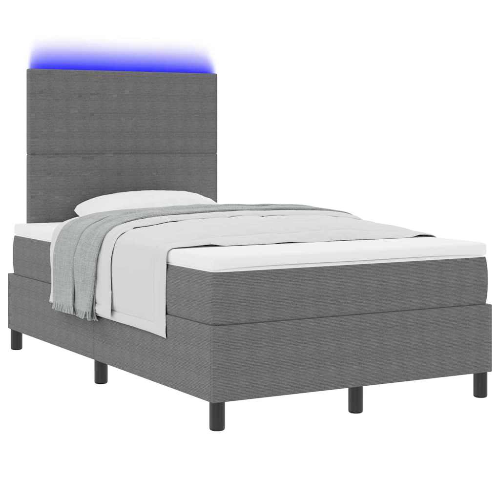 LED Box Spring Ágy Világosszürke és fehér 120 x 200 cm