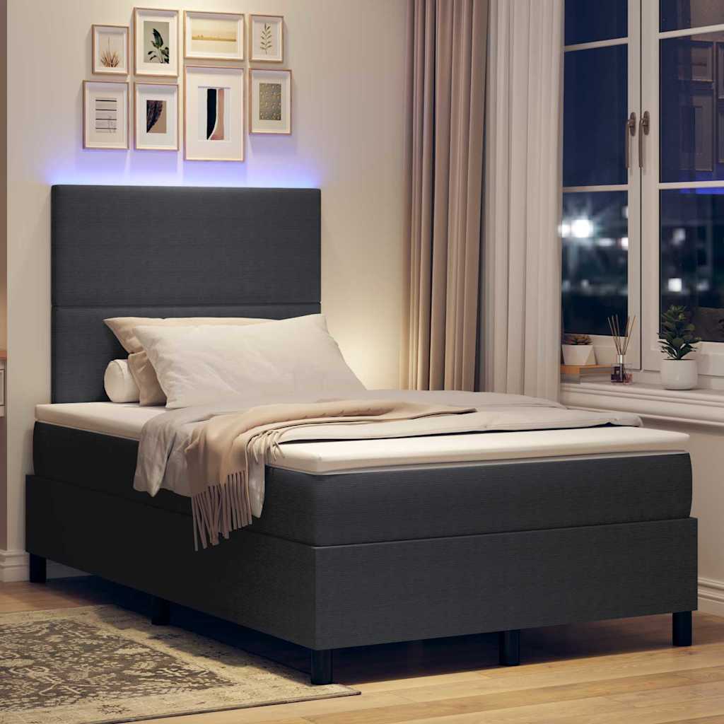 LED Box Spring Ágy Sötétszürke és Fehér 120 x 200 cm