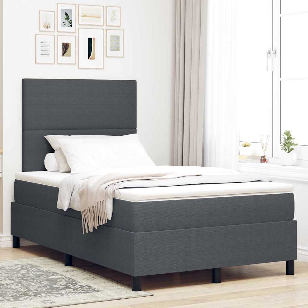 LED Box Spring Ágy Sötétszürke és Fehér 120 x 200 cm