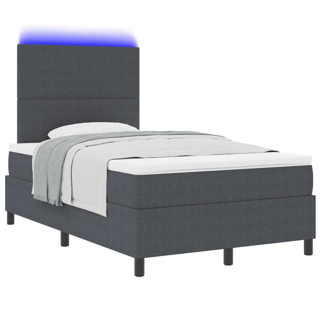 LED Box Spring Ágy Sötétszürke és Fehér 120 x 200 cm