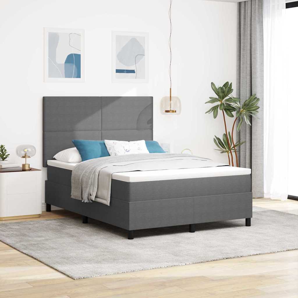 LED Box Spring Ágy Világosszürke és fehér 140 x 190 cm
