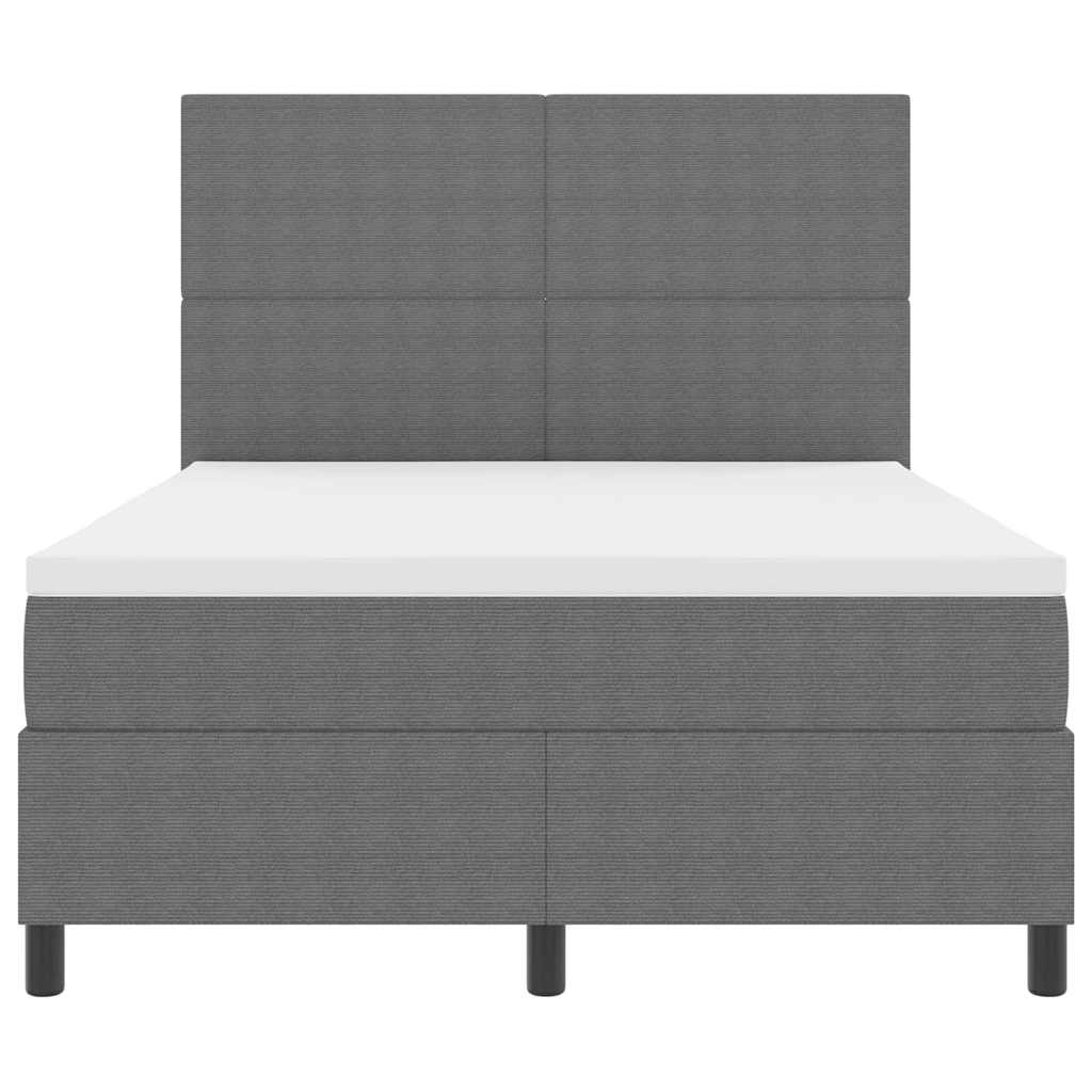 LED Box Spring Ágy Világosszürke és fehér 140 x 190 cm