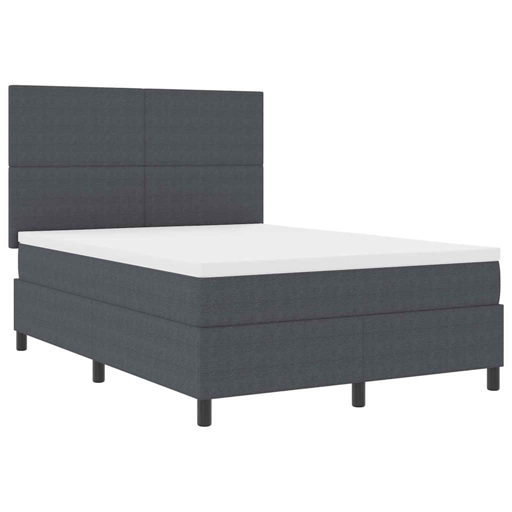 LED Box Spring Ágy Sötétszürke és Fehér 140 x 190 cm
