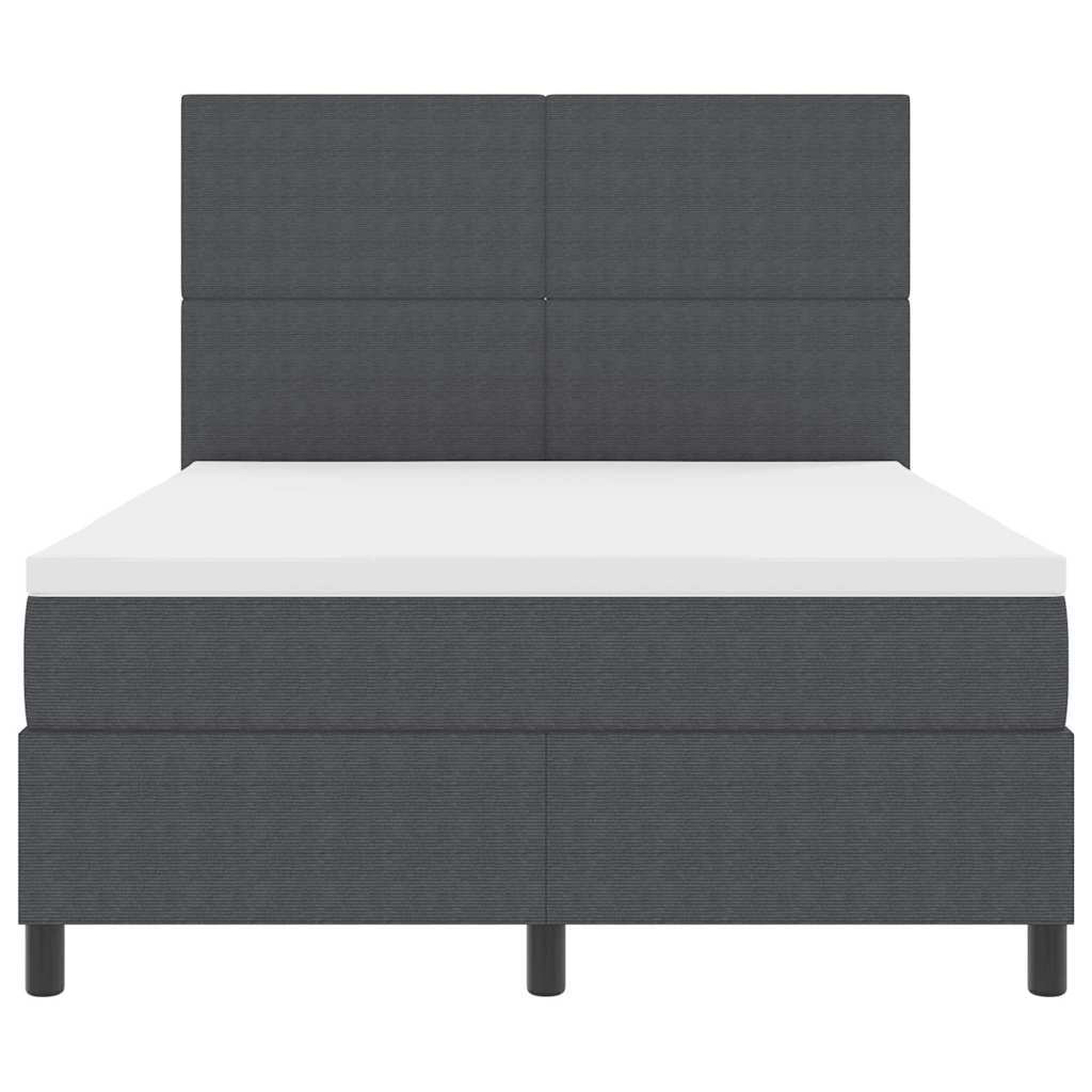 LED Box Spring Ágy Sötétszürke és Fehér 140 x 190 cm