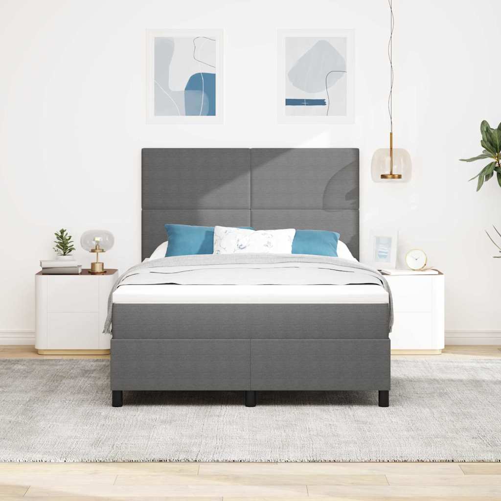 LED Box Spring Ágy Világosszürke és fehér 140 x 200 cm