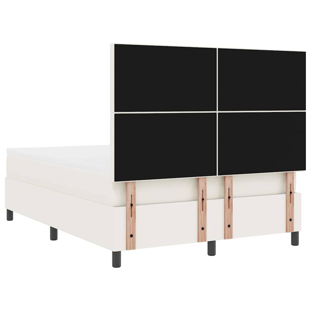 LED Box Spring Ágy Krém és fehér 160 x 200 cm Bársonyos szövet