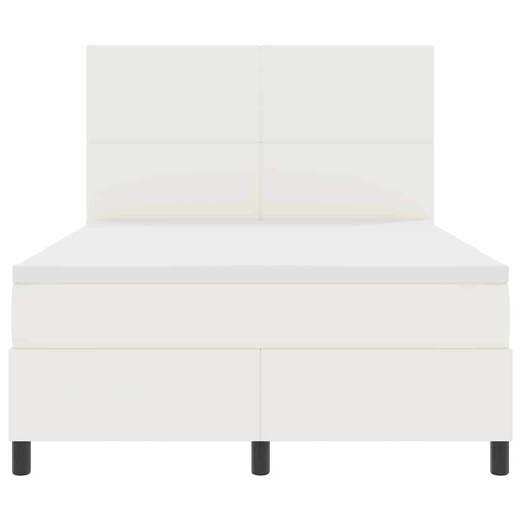 LED Box Spring Ágy Krém és fehér 160 x 200 cm Bársonyos szövet