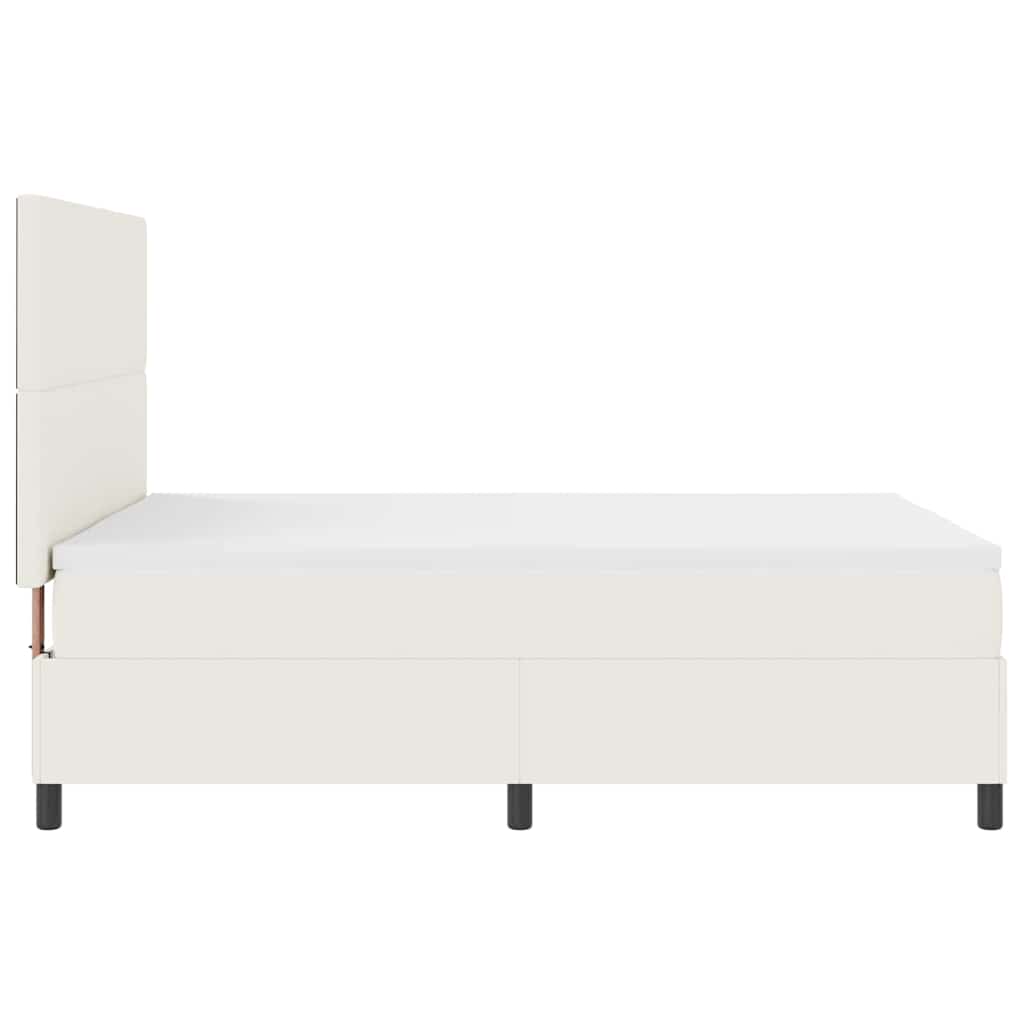 LED Box Spring Ágy Krém és fehér 160 x 200 cm Bársonyos szövet