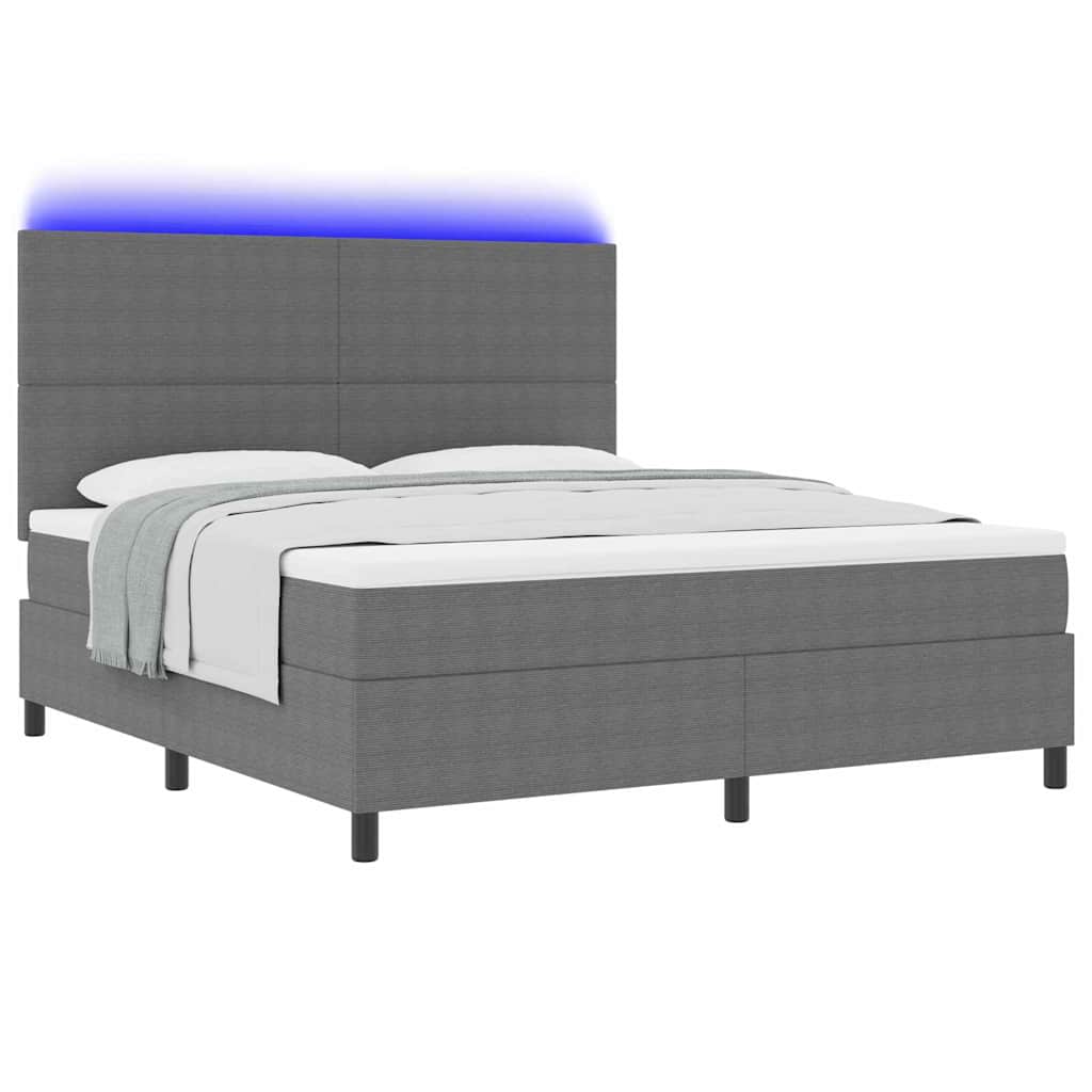 LED Box Spring Ágy Világosszürke és fehér 180 x 200 cm