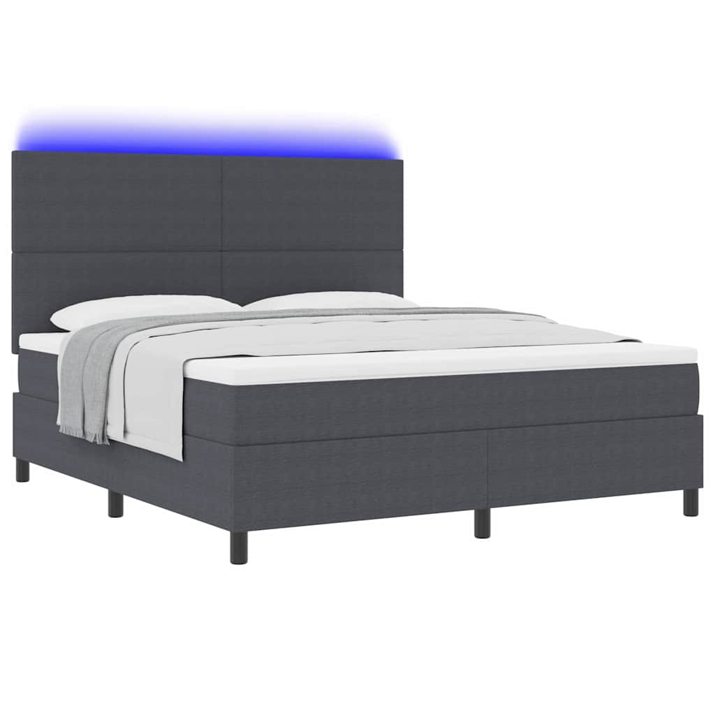 LED Box Spring Ágy Sötétszürke és Fehér 180 x 200 cm