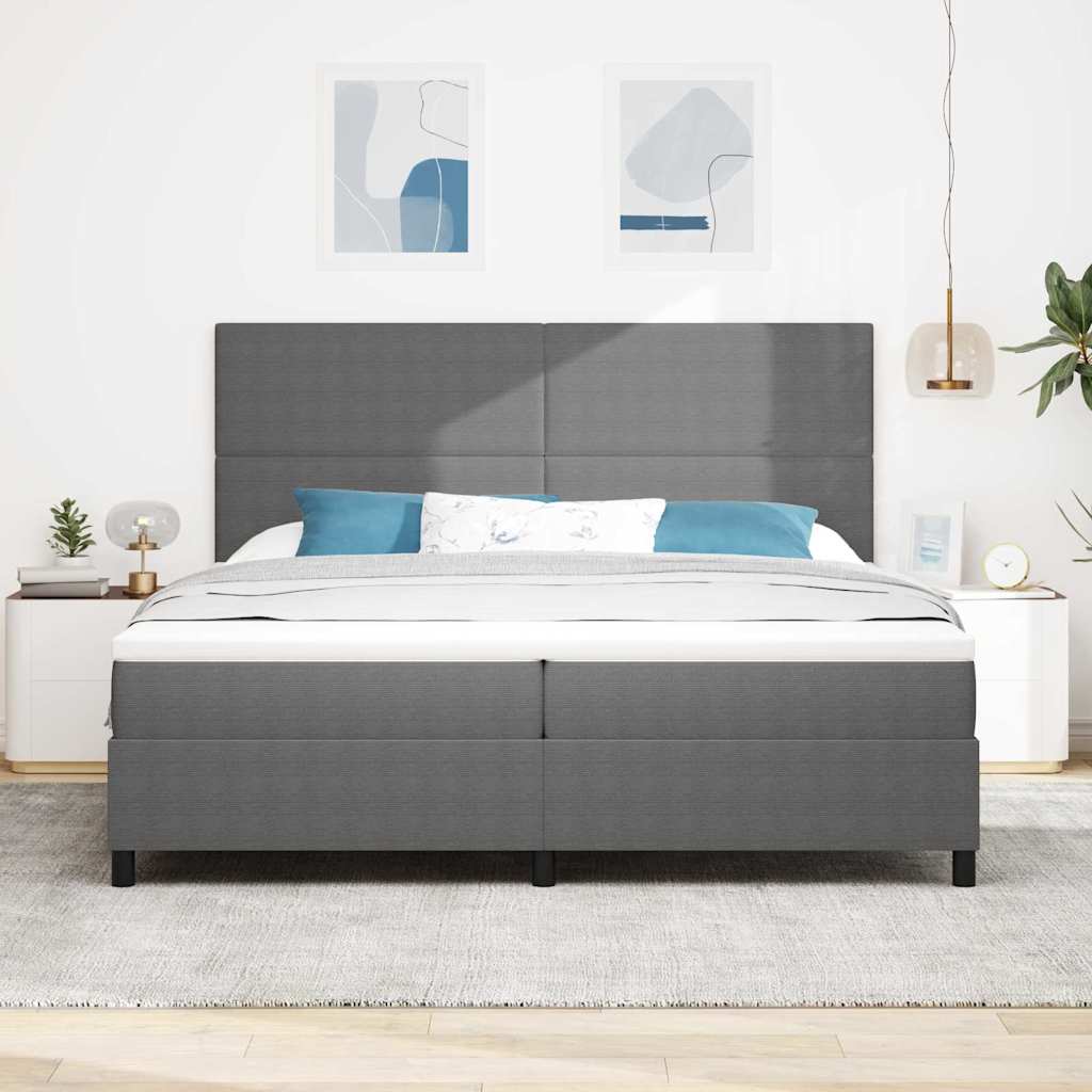 LED Box Spring Ágy Világosszürke és fehér 200 x 200 cm