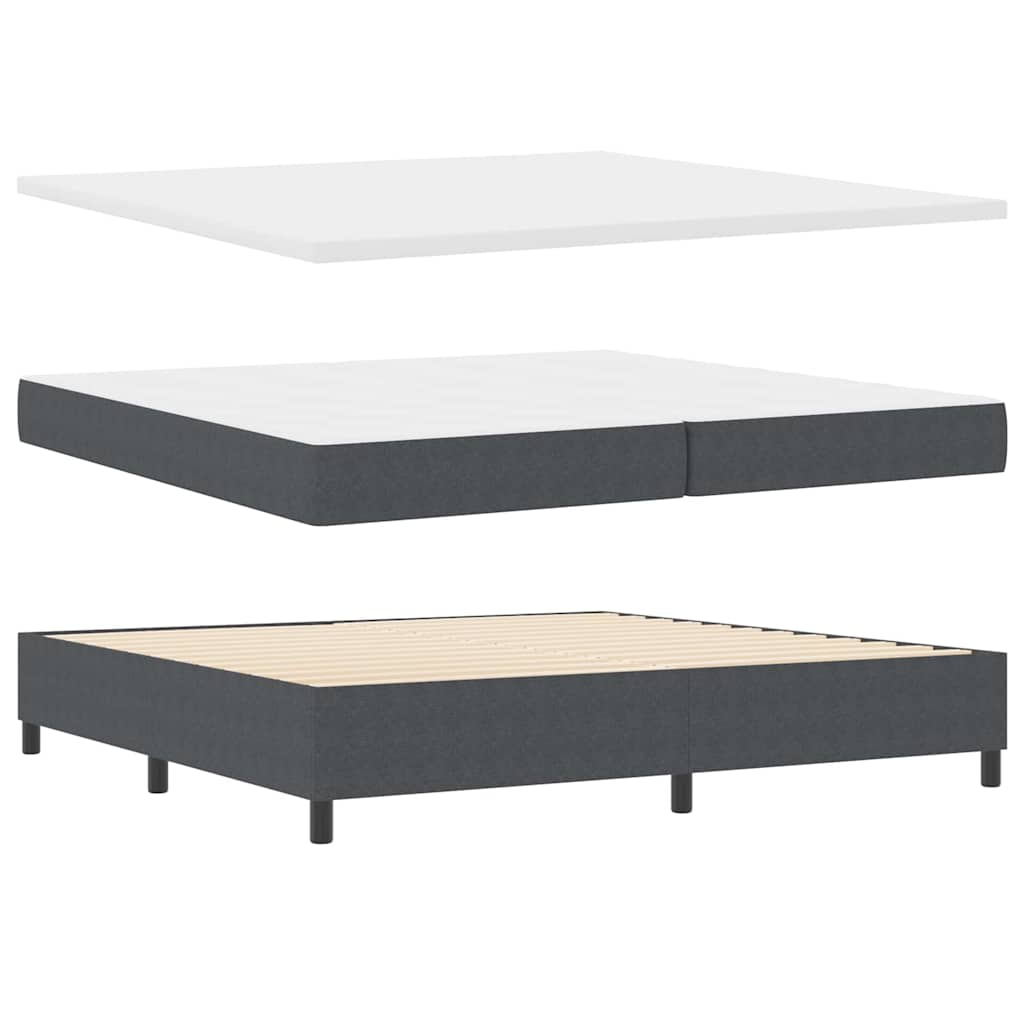 LED Box Spring Ágy Sötétszürke és Fehér 200 x 200 cm