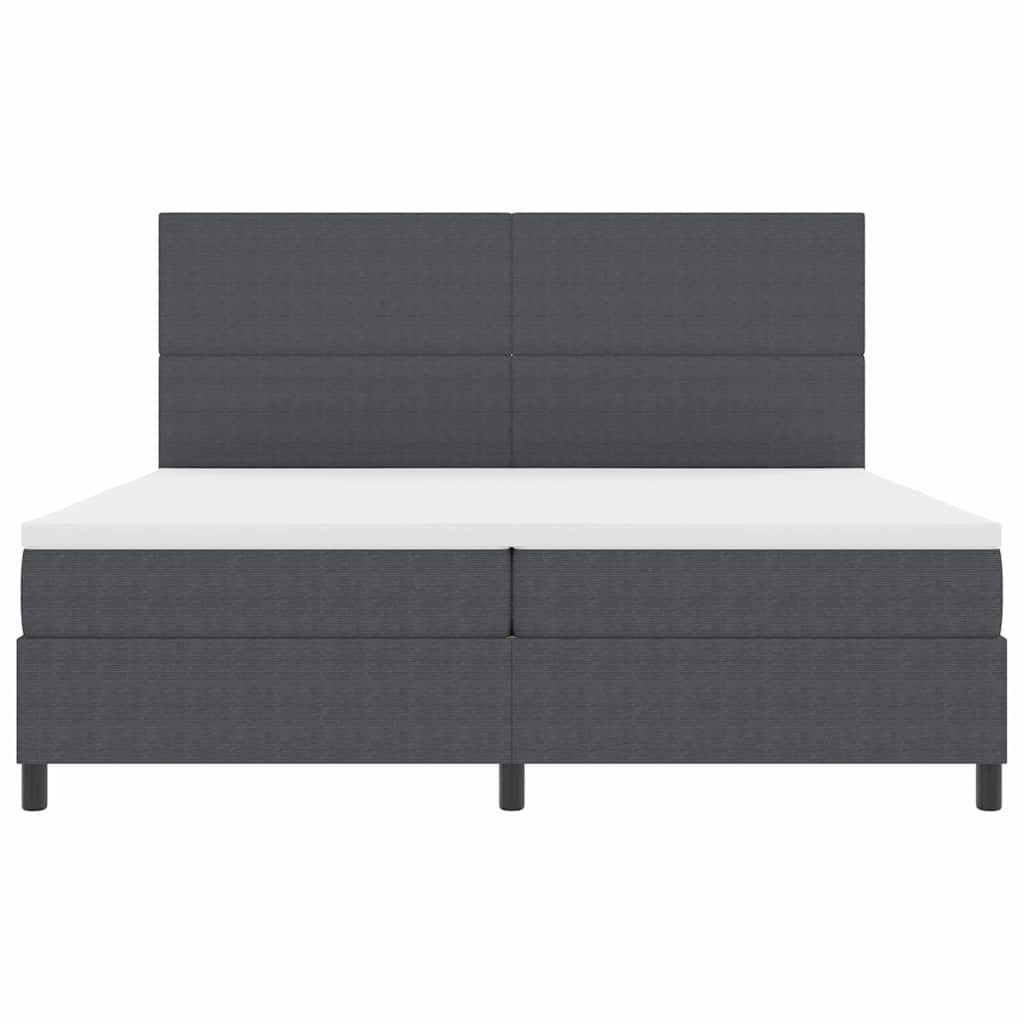 LED Box Spring Ágy Sötétszürke és Fehér 200 x 200 cm