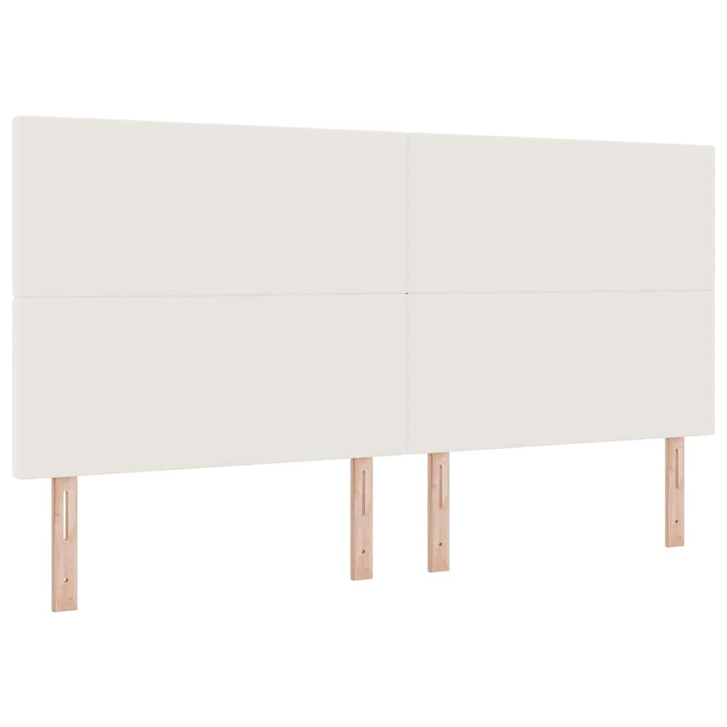 LED Box Spring Ágy Krém és fehér 200 x 200 cm Bársonyos szövet