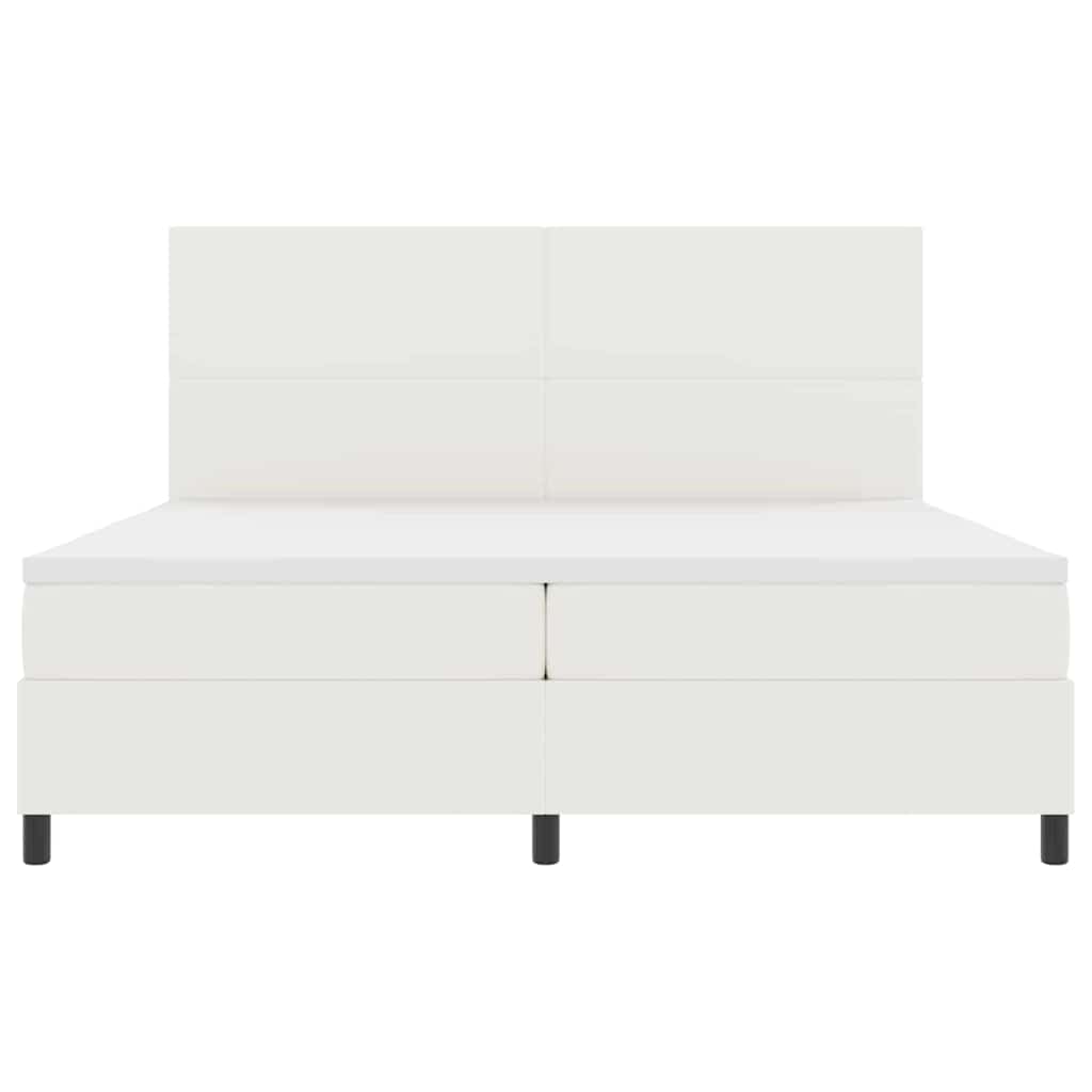 LED Box Spring Ágy Krém és fehér 200 x 200 cm Bársonyos szövet