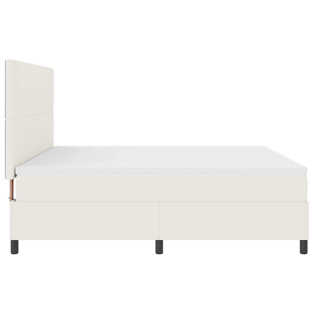 LED Box Spring Ágy Krém és fehér 200 x 200 cm Bársonyos szövet