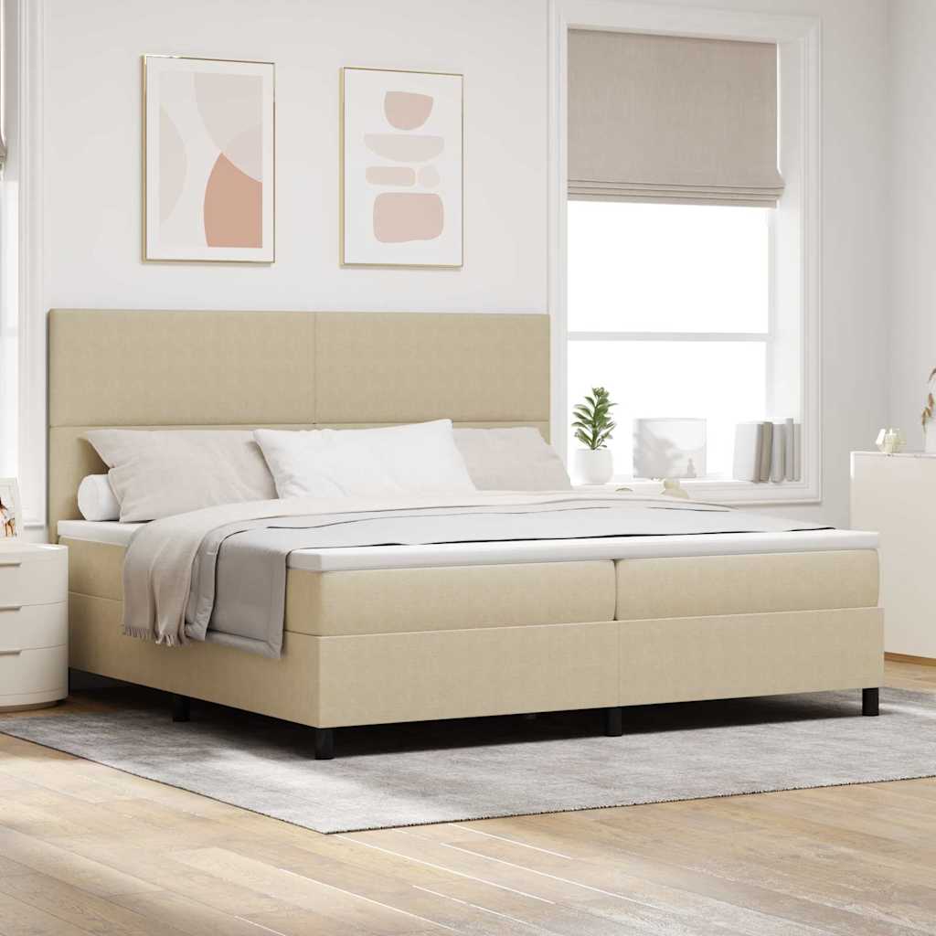LED Box Spring Ágy Világosszürke és fehér 200 x 200 cm