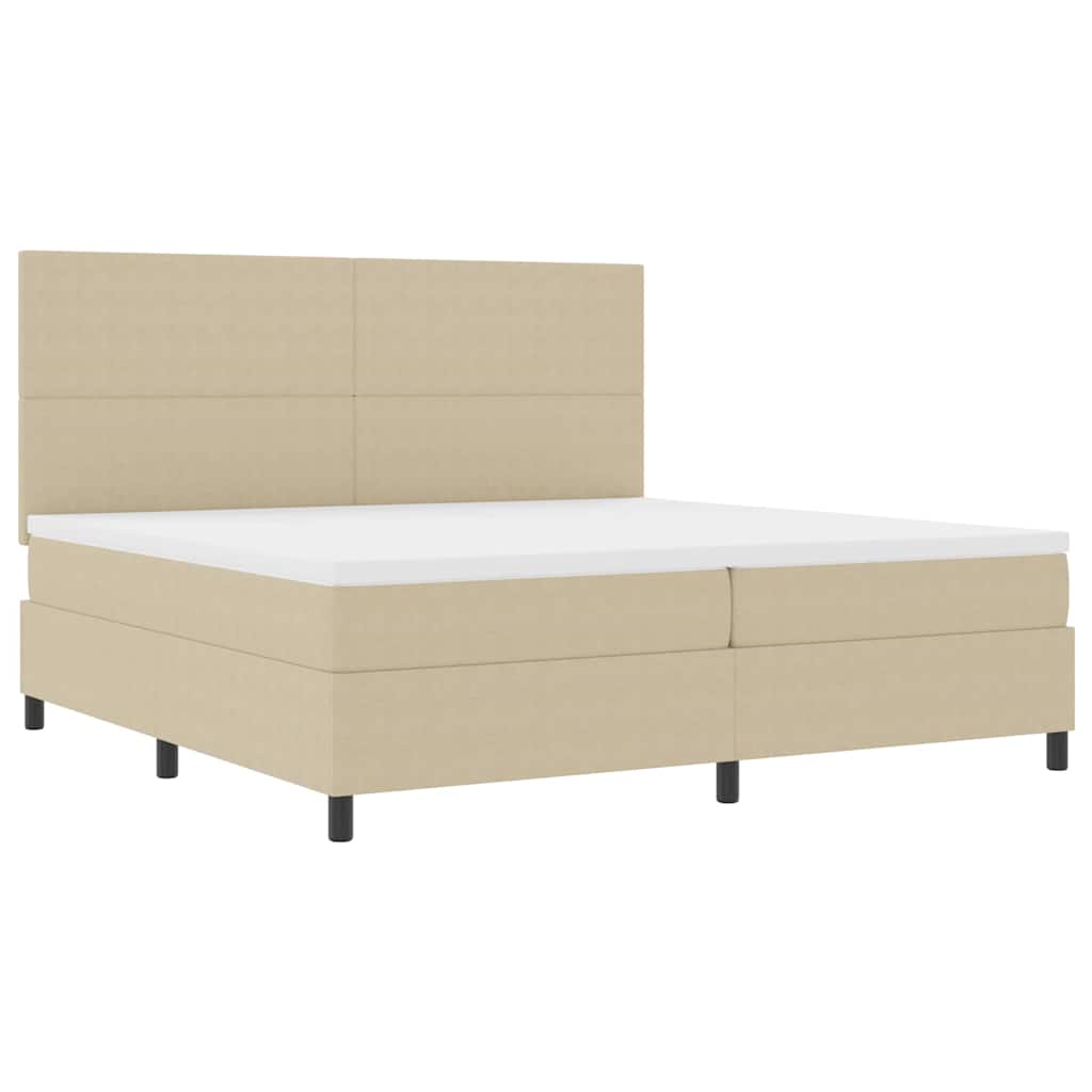 LED Box Spring Ágy Világosszürke és fehér 200 x 200 cm