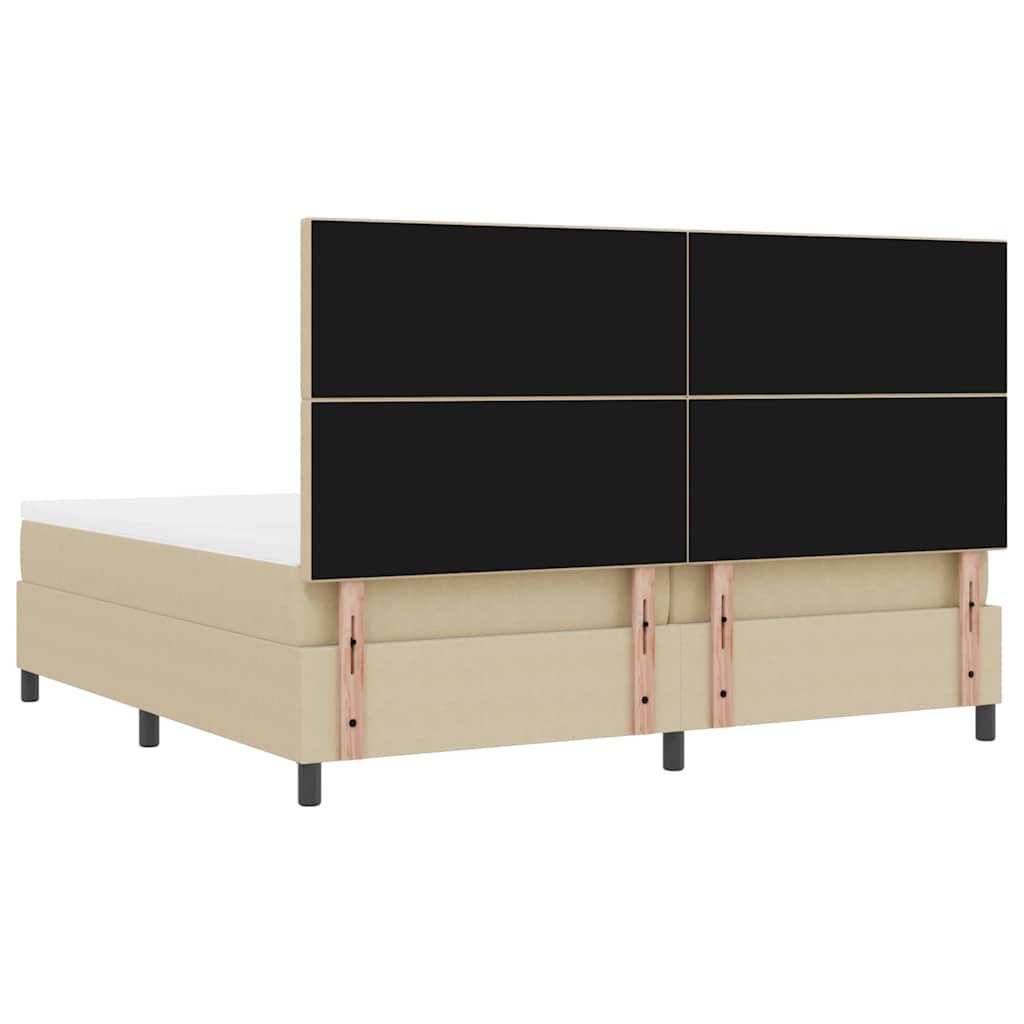 LED Box Spring Ágy Világosszürke és fehér 200 x 200 cm