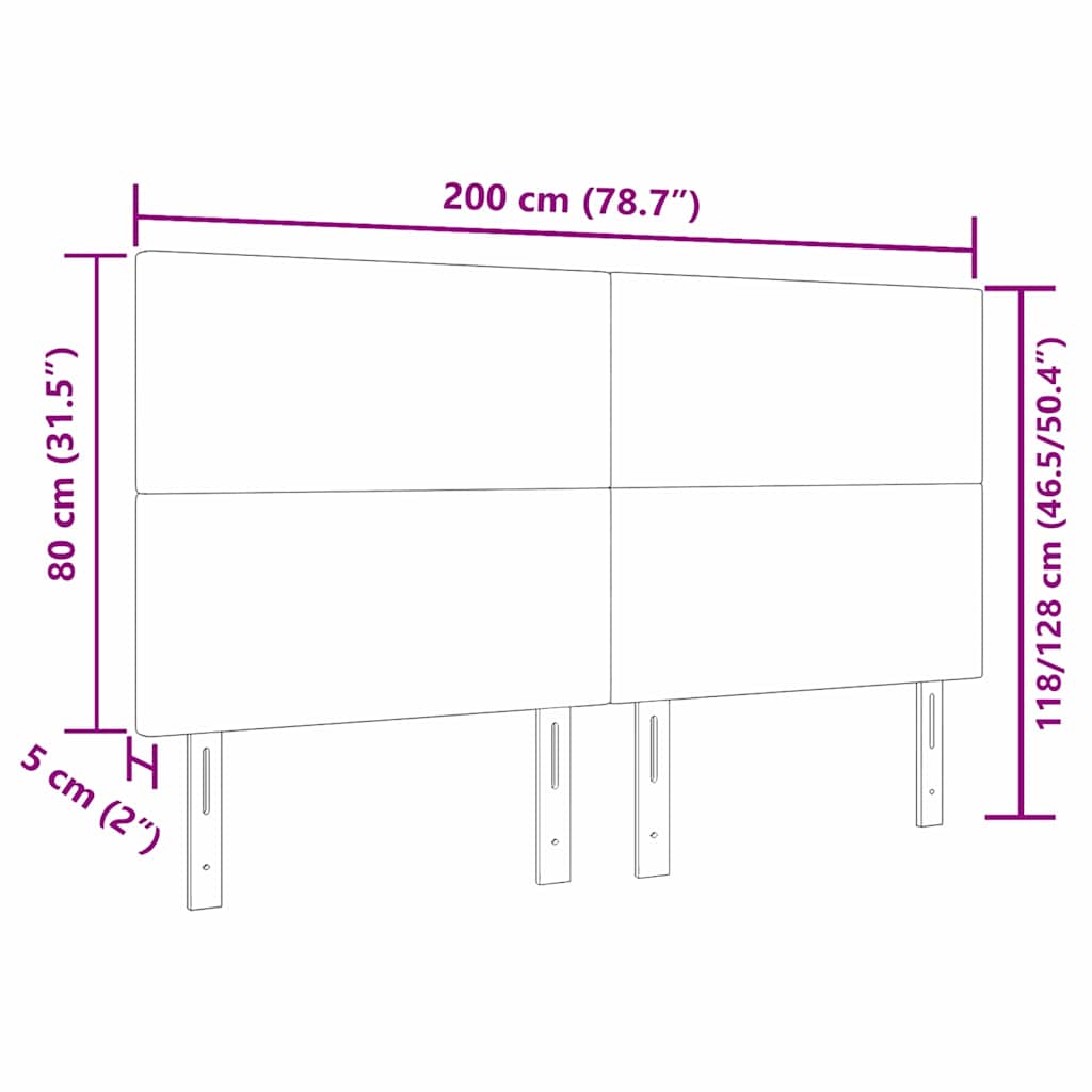 Fejtámla Krém 200 cm Bársonyos szövet