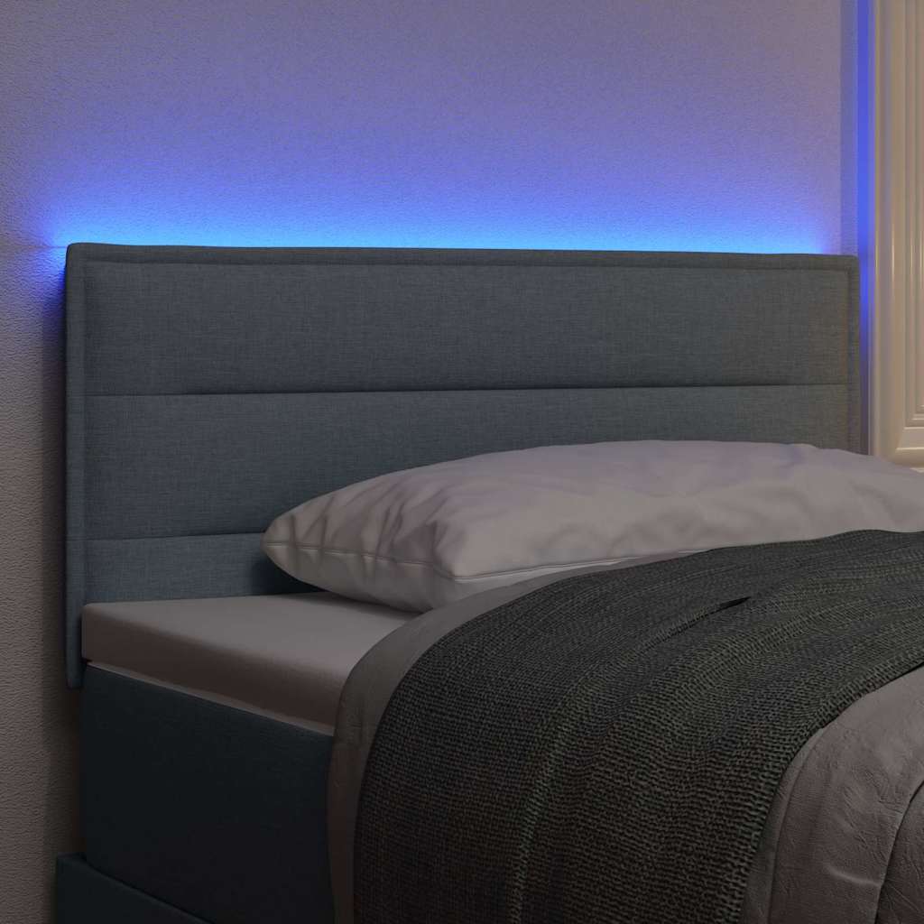 LED ágytámla LED szalagokkal Világosszürke 90 cm szövet