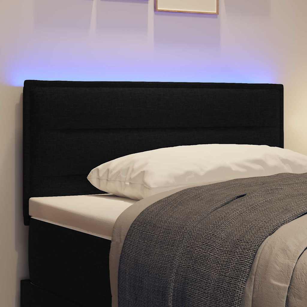 LED ágytámla LED szalagokkal fejtámlával Fekete 90 cm szövet