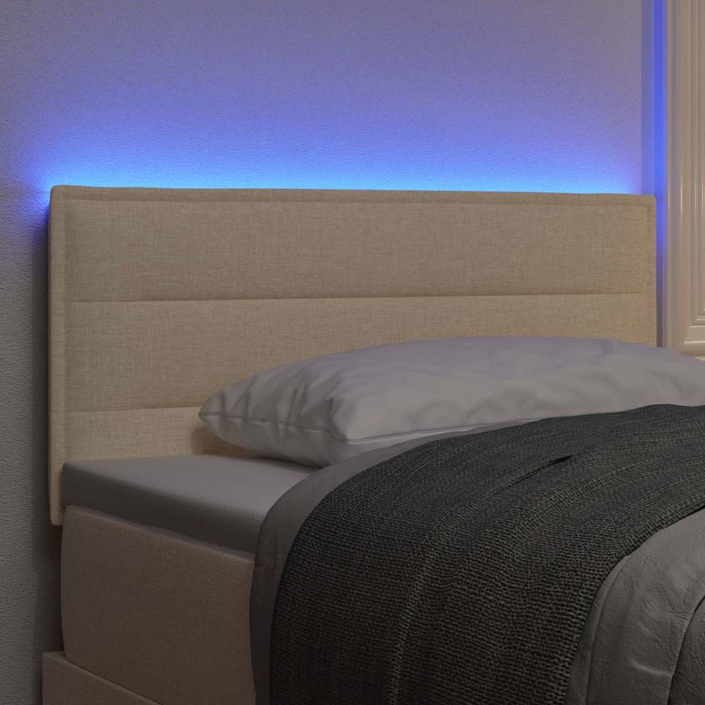 LED ágytámla LED szalagokkal fejtámlával Krém 100 cm szövet