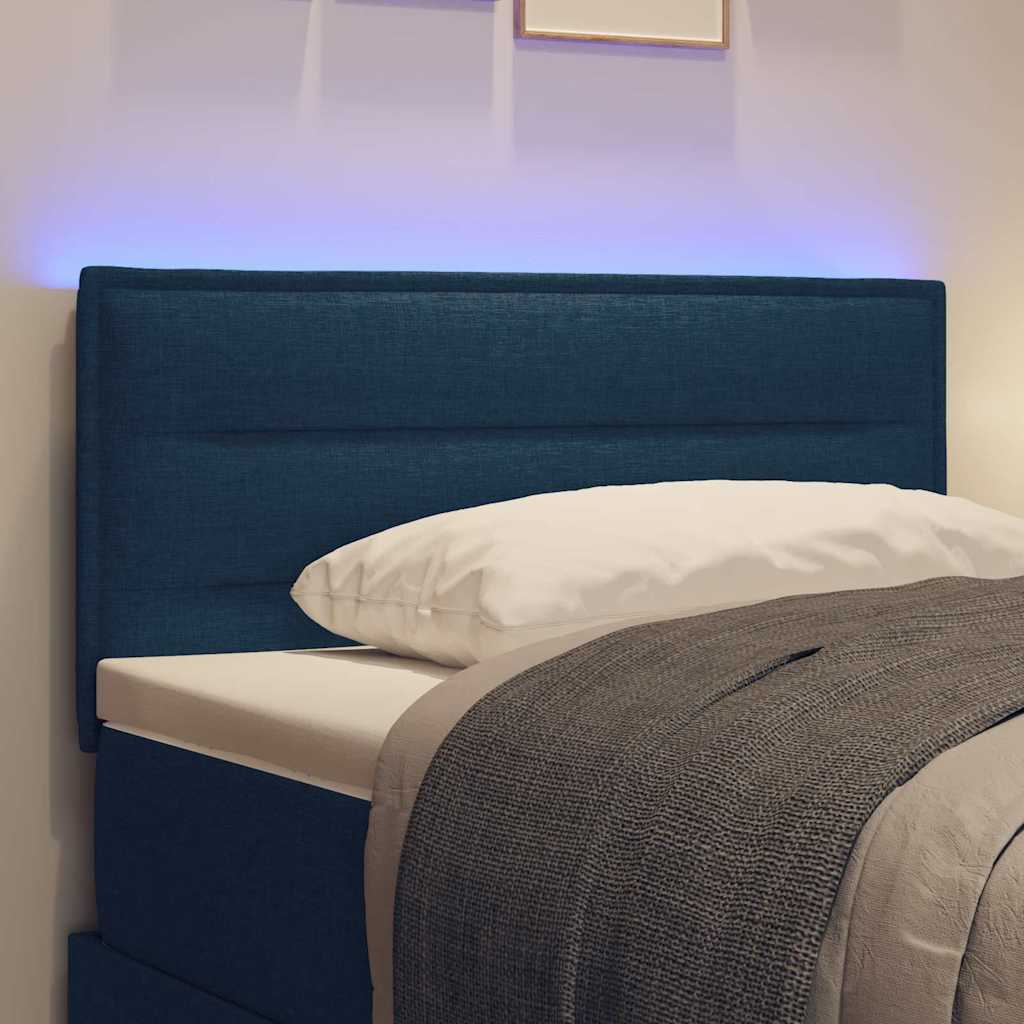 LED ágytámla LED szalagokkal fejtámlával Kék 100 cm szövet