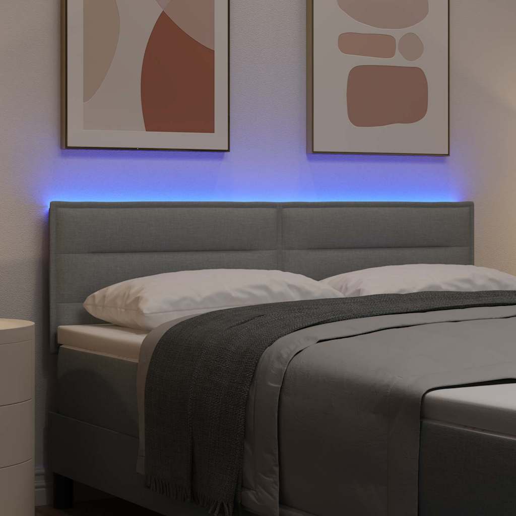 LED ágytámla LED szalagokkal Világosszürke 160 cm szövet