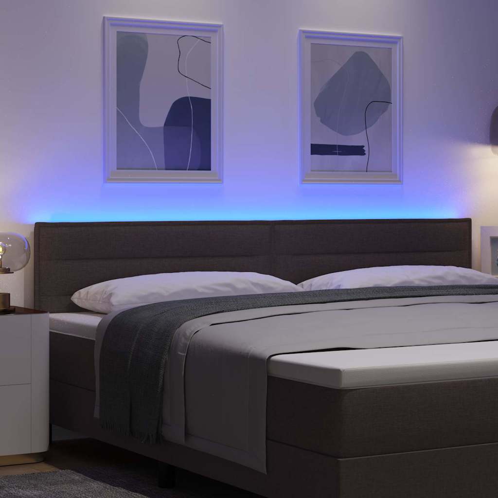 LED ágytámla LED szalagokkal Sötét Barna 200 cm szövet
