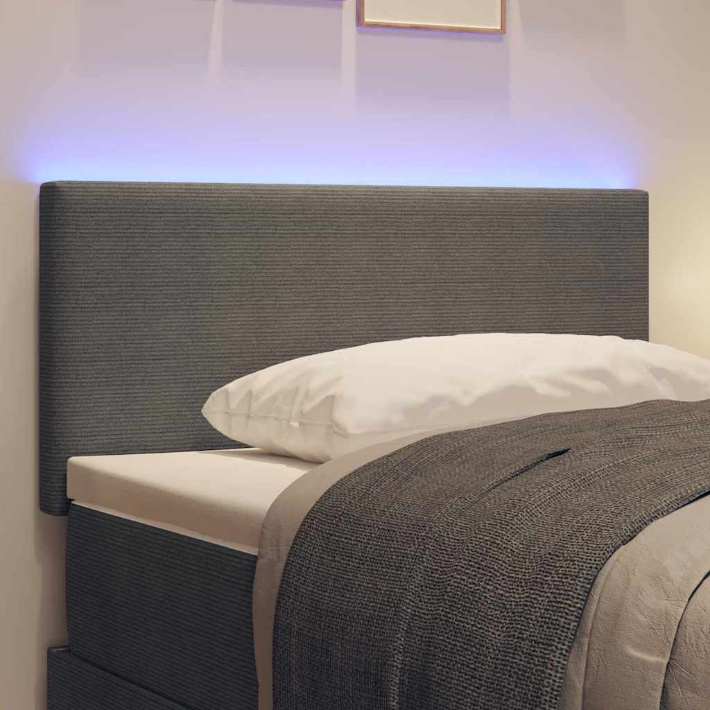 LED ágytámla fejtámlával Világosszürke 80 cm Bársonyos szövet