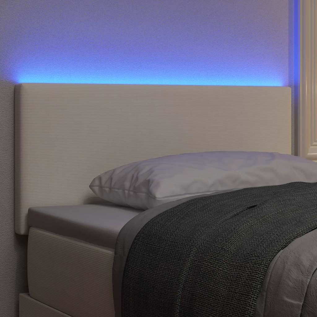 LED ágytámla LED szalagokkal Krém 100 cm Bársonyos szövet