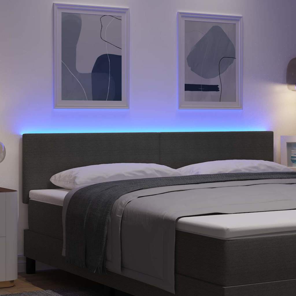LED ágytámla fejtámlával Világosszürke 180 cm Bársonyos szövet