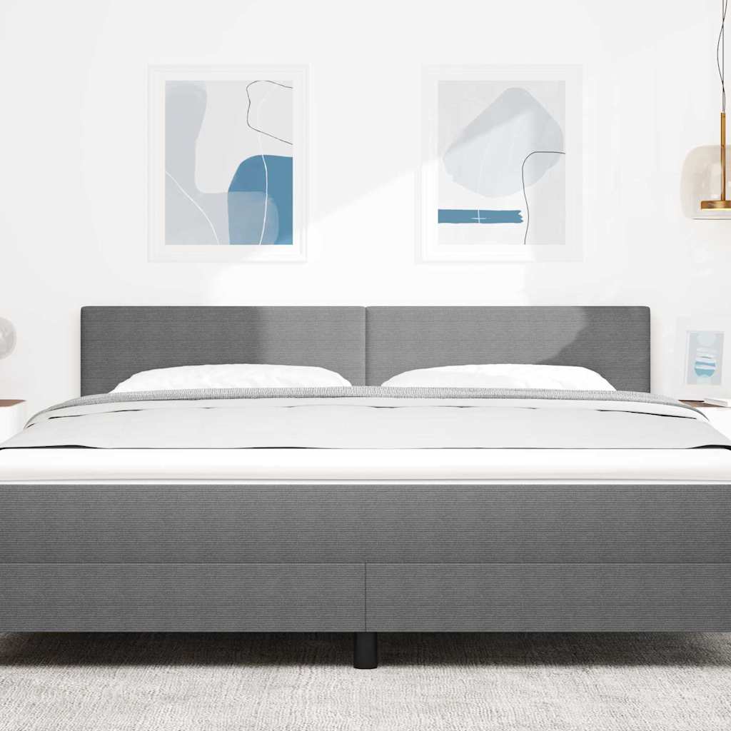 LED ágytámla fejtámlával Világosszürke 180 cm Bársonyos szövet
