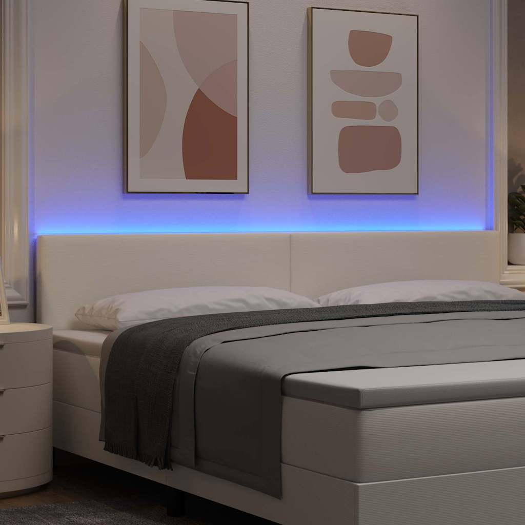 LED ágytámla LED szalagokkal Krém 200 cm Bársonyos szövet