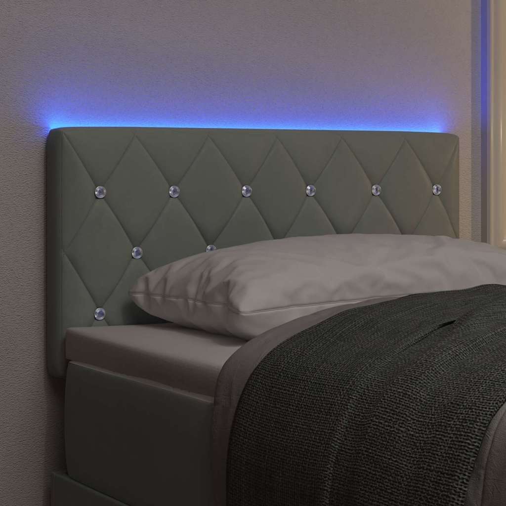 LED ágytámla LED szalagokkal Világosszürke 80 cm Bársony