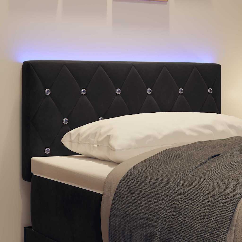 LED ágytámla LED szalagokkal fejtámlával Fekete 80 cm Bársony