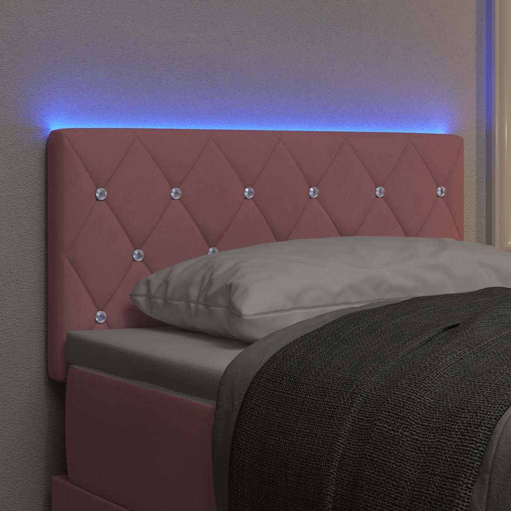 LED ágytámla LED szalagokkal Rózsaszín 80 cm Bársony
