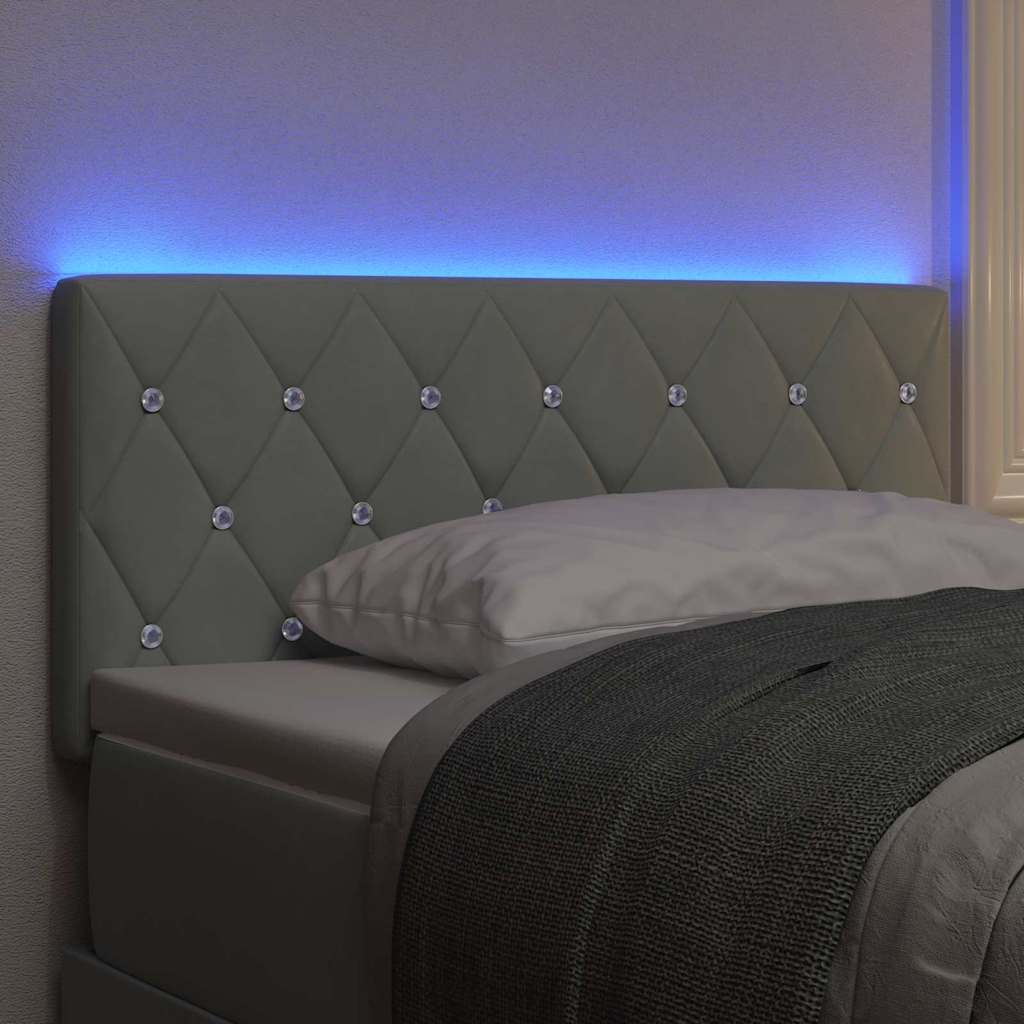 LED ágytámla LED szalagokkal Világosszürke 100 cm Bársony