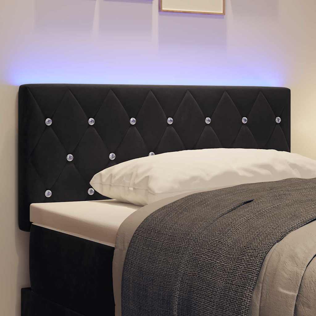 LED ágytámla LED szalagokkal fejtámlával Fekete 100 cm Bársony