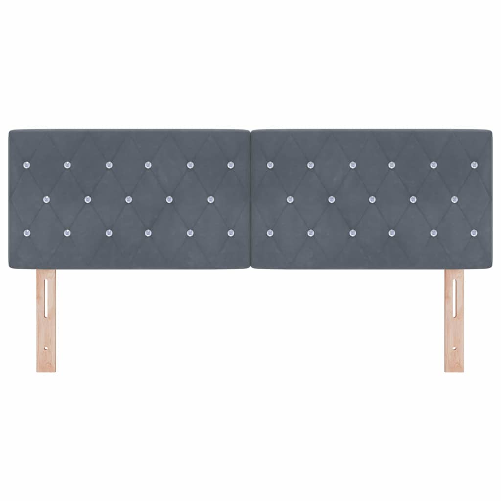 LED ágytámla LED szalagokkal Sötétszürke 144 cm Bársony