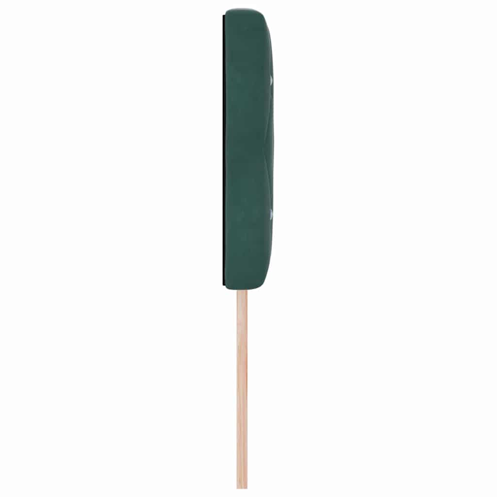 LED ágytámla LED szalagokkal Sötétzöld 144 cm Bársony