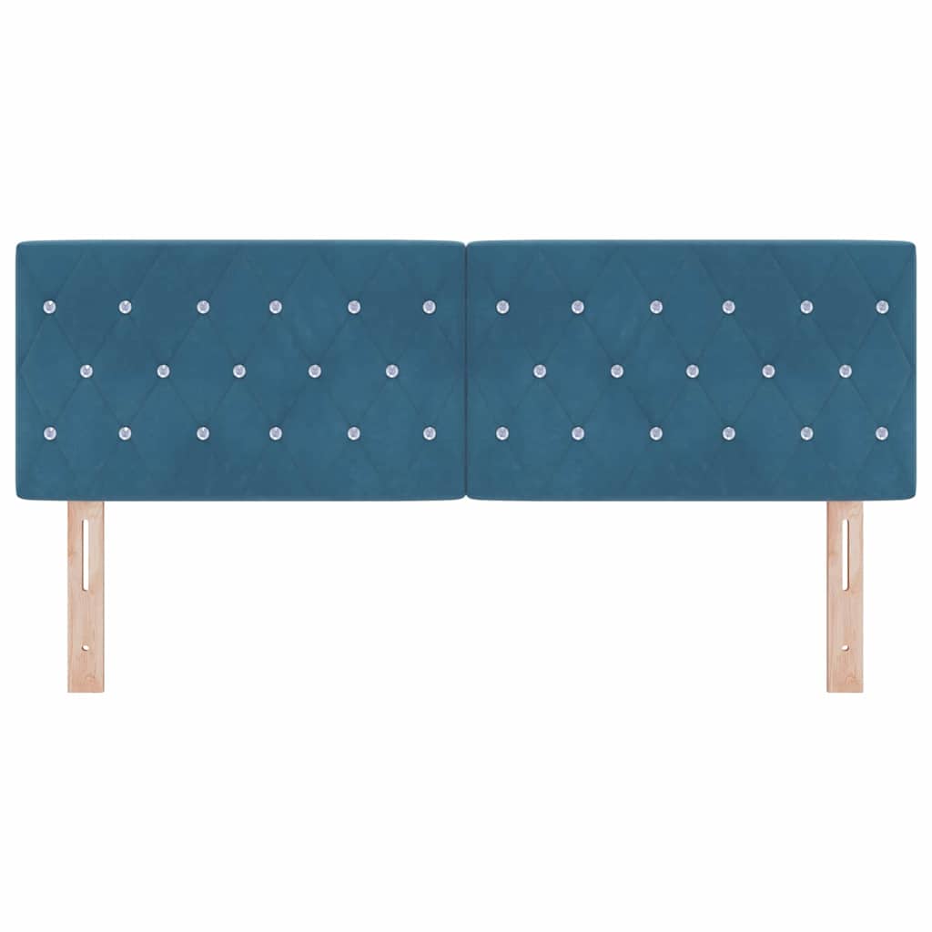 LED ágytámla LED szalagokkal Sötét kék 144 cm Bársony