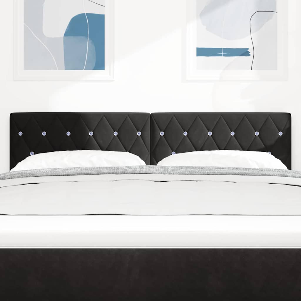 LED ágytámla LED szalagokkal fejtámlával Fekete 160 cm Bársony